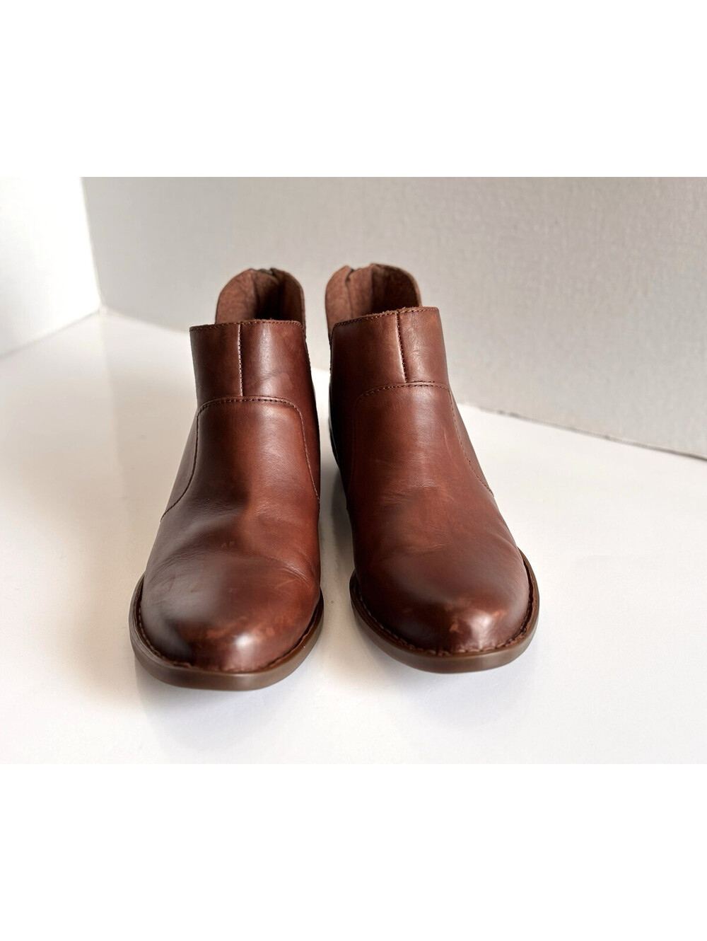 Born Kerri Ankle Booties Women's Sz 10M Brown Leather Comfort Back Zip Round Toe - Picture 3 of 15